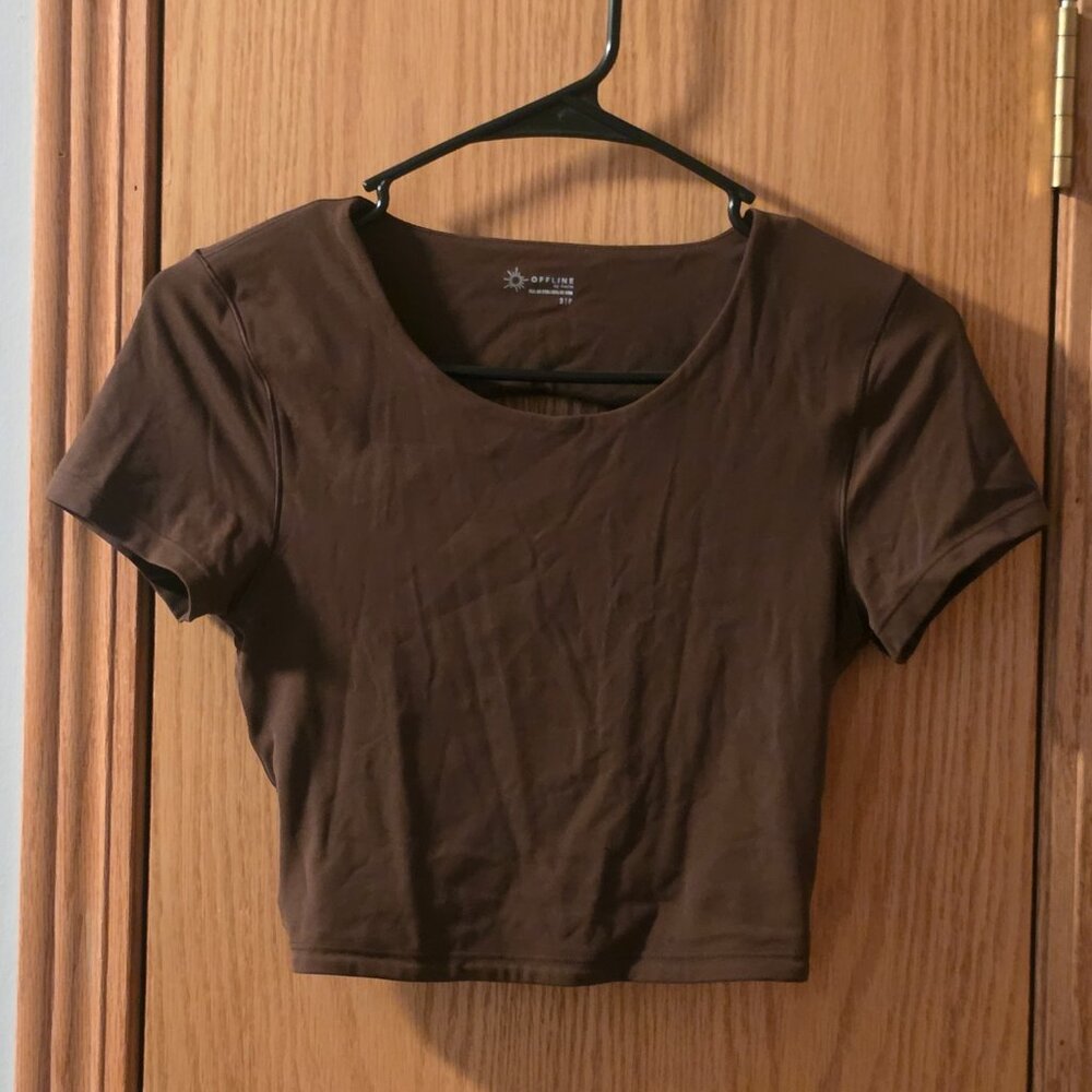 Offline by Aerie Brown Short Sleeve Tee — Women's Size S
